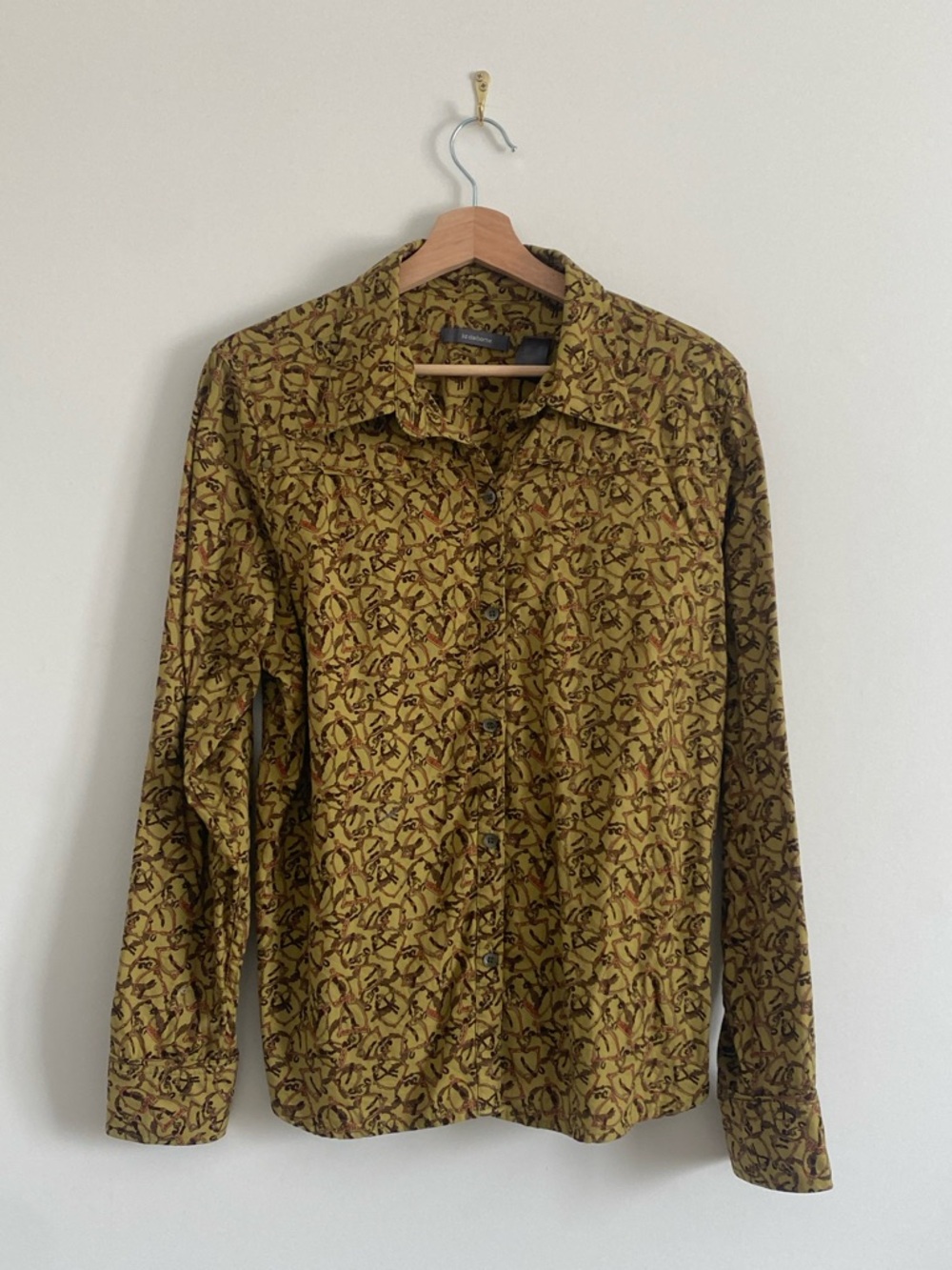Liz Claiborne | Equestrian Print Cotton Twill Shirt | Heritage Olive | XL - Picture 2 of 7